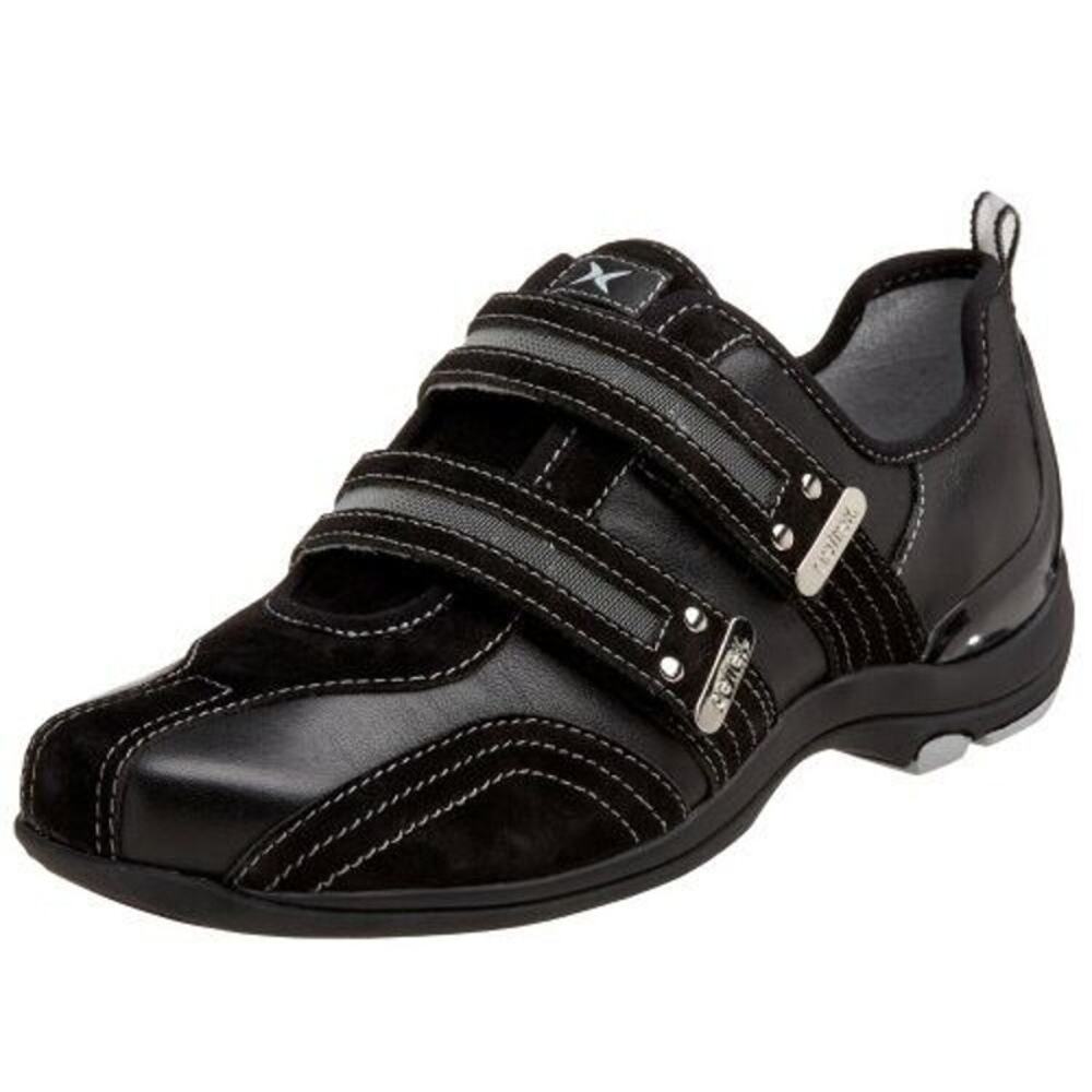 Aetrex Women's ES80W Abbey Double Strap Black Leather Sneaker Size 7.5